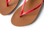 Close-up of the toe area of Cushion Slim sandals facing forward with red straps, featuring anatomical arch support.