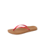 Cushion Slim women's sandal facing left with tan sole and red slim straps, featuring soft-rebound cushioning and arch support.
