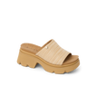 Vista Luxe Evie women's sandal facing right, close-up of platform sandal with cushioned arch support and natural raffia upper.