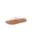 Cushion Slim women's sandal facing right with pink straps and brown cushioned footbed for beach comfort