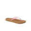 Cushion Slim women's sandal with pink straps facing right, close-up of lightweight, beach-inspired, cushioned footbed.