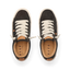 Top view of Lay Day Dawn women's charcoal sneakers with white laces, showcasing water-friendly materials and anatomical arch support.