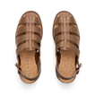 Vista Luxe Lucie women's sandals facing up, showing cushioned footbed and chocolate raffia straps, designed for comfort and beach use.