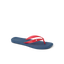 Solaye women's sandal facing right with blue footbed, red straps, star detail, soft-rebound cushioning for beach comfort