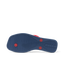 Solaye women's footwear showing outsole in navy blue with red circular accents, surf-inspired comfort design