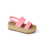 Water Vista Higher sandal facing right, close-up of pink straps and cushioned platform sole for beach comfort.