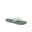 Solaye women's water-friendly flip flop facing left showing square toe and cushioned footbed in green shade