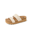 Cushion Vista Hi sandal facing right with floral textured straps, cork footbed, soft cushioning, and arch support for women.