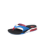 Fanning men’s right-facing sandal with patriotic colors, anatomical arch support, and soft-rebound cushioning for beach comfort.