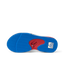 Fanning men's shoe sole facing up, showing blue textured grip and red arch support with REEF branding.