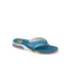 Fanning men's blue and marigold flip flop facing right, featuring anatomical arch support and soft cushioning for comfort.