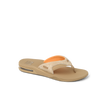 Fanning men's tan flip flop facing right showing cushioned arch support and soft-rebound footbed for beach comfort.