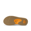 Fanning men's sandal sole facing up showing orange REEF arch support, soft-rebound cushioning, beach-ready comfort