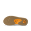 Fanning men's sandal sole facing up showing orange REEF arch support, soft-rebound cushioning, beach-ready comfort
