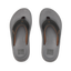 Top-down view of men's Cruiser flip flops in raven gray and brown, featuring anatomical arch support and soft cushioning.