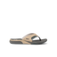 Side view of a right Cushion Fanning sandal with soft cushioning and arch support, designed for beach comfort.
