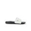 Side view of a black and white Reef One Slide sandal, water friendly and designed for beach comfort and support.