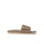 Side view of tan Cshn Phantom Slide with arch support and soft cushioning designed for beach comfort and everyday wear.