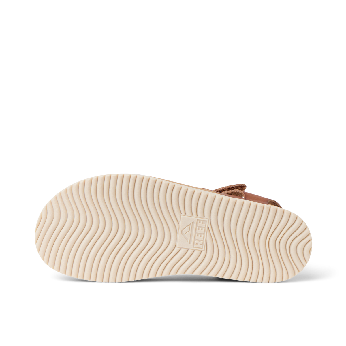 Kids Cali Coastin sandal shown from the bottom, with its wavy textured sole facing the viewer