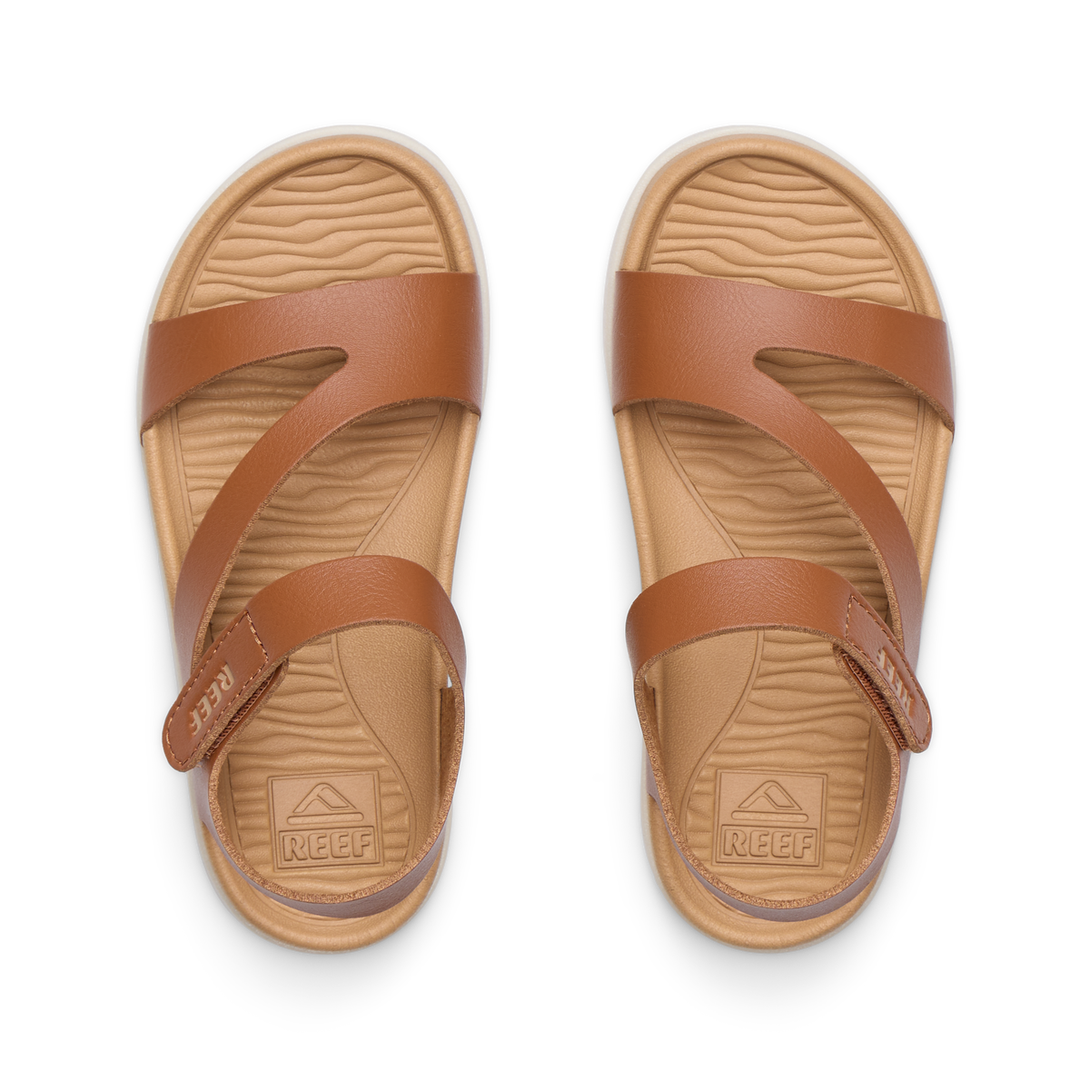 Little Cali Coastin brown water friendly sandals viewed from above, toes facing upward