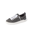 Neptune Alana women's sneaker facing left, close-up of front and side with cushioned sole and leopard print design.