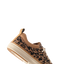 Lay Day Lite women's shoe facing left, close-up of knit upper with leopard pattern, showcasing cushioning and arch support design.