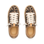 Top view of women's Lay Day Lite sneakers with leopard print, white laces, and cushioned insoles for comfort.