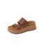 Vista Luxe Siaa women's brown sandal facing right, close-up of upper and cushioned platform sole for beach comfort.