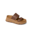 Vista Luxe Siaa women's brown sandals facing right, close-up of upper straps, with cushioned platform sole for comfort.