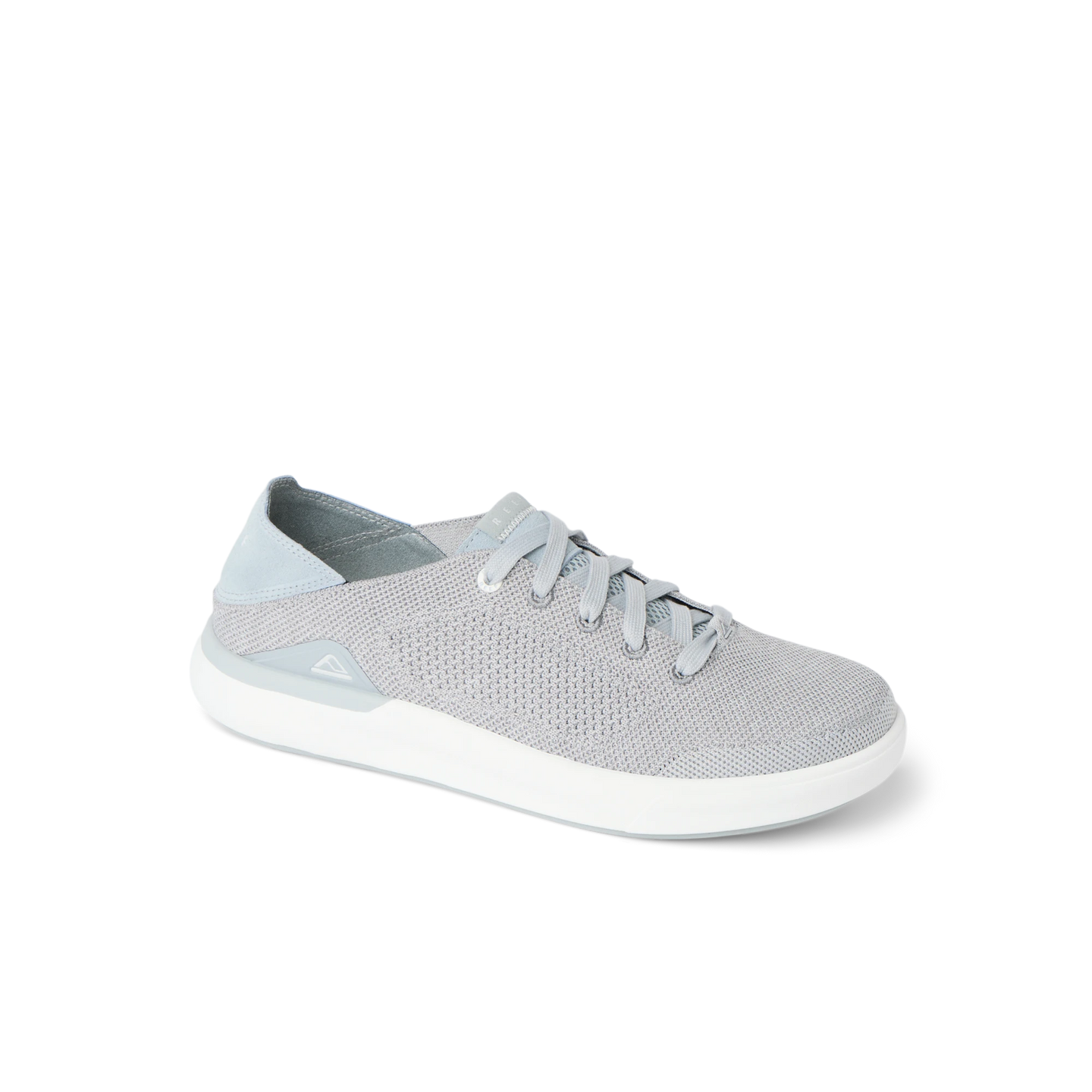 Neptune HT men's grey sneaker facing left, close-up of upper and sole, featuring water-friendly, cushioned comfort.