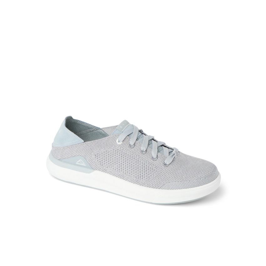 Neptune HT men's grey sneaker facing left, close-up of upper and sole, featuring water-friendly, cushioned comfort.