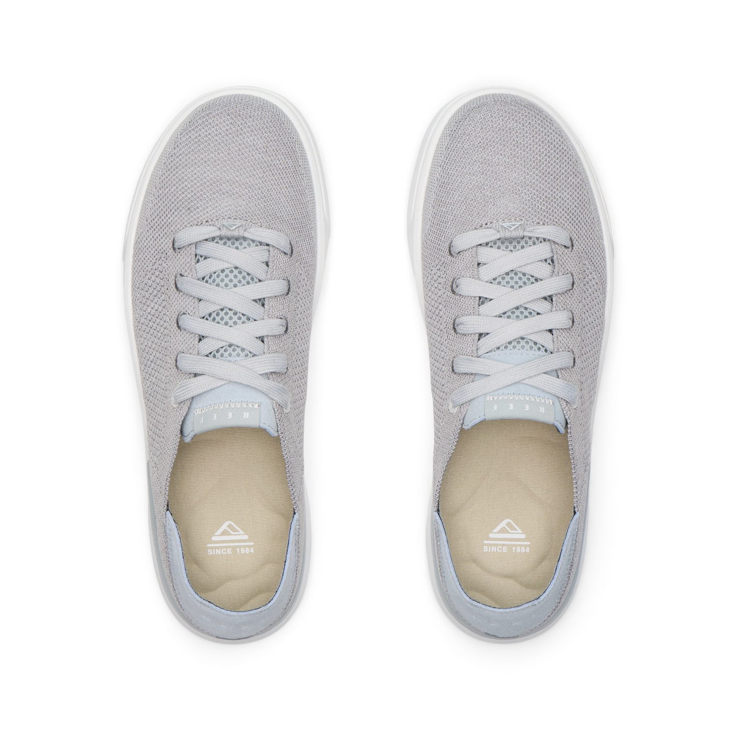 Top view of grey Neptune HT men's sneakers with extra cushioning, arch support, and water-friendly comfort technology.
