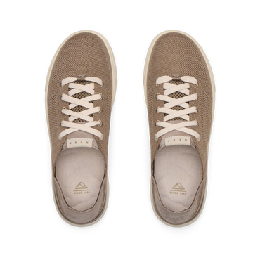 Top-down view of tan Neptune HT men's shoes featuring REEFflex cushioning, anatomical arch support, and water-friendly materials.