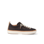 Side view of charcoal Lay Day Lite women's sneaker with white laces, cushioned sole, and arch support for beach comfort.