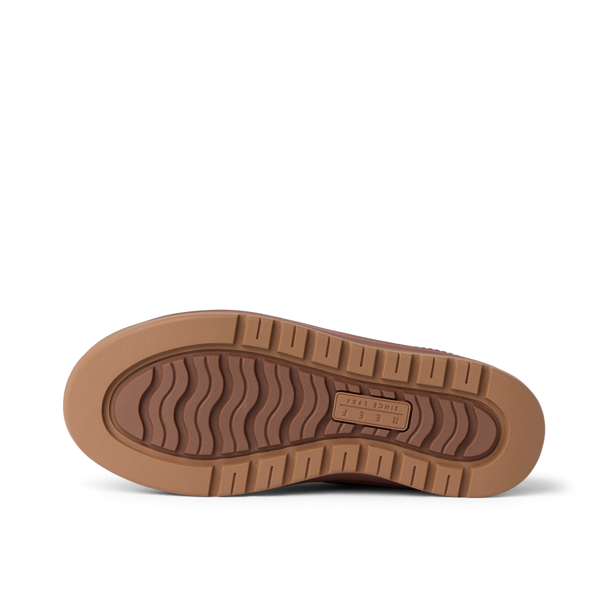 Campfire Lodge clog outsole facing left, showing wavy traction tread and durable rubber sole