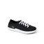 Side view of Neptune HT men's black sneaker with white sole and laces, featuring REEF's soft cushioning and arch support.