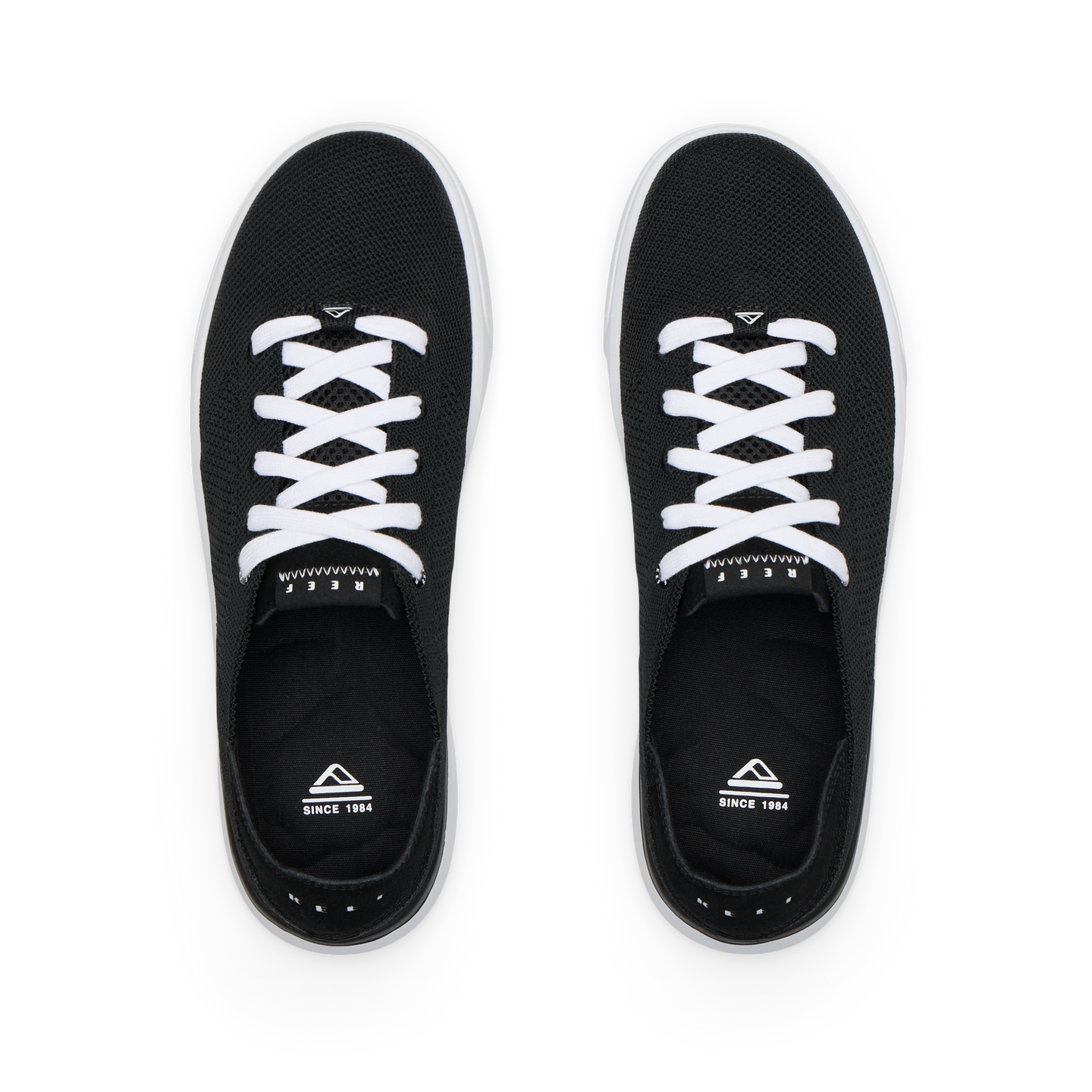 Top view of black Neptune HT men's sneakers with white laces, showing breathable mesh upper and cushioned insoles.