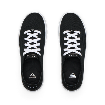 Top view of black Neptune HT men's sneakers with white laces, showing breathable mesh upper and cushioned insoles.