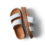 Vista Luxe Thea white double-strap sandals for women, side and top views, beach-inspired comfort with arch support.