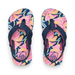 Little Ahi girls’ navy floral sandals top view, durable water-friendly sandals with arch support for beach comfort.