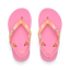 Little Charming pink girls’ sandals viewed from above showing soft straps with heart detail, designed for comfort and beach wear.