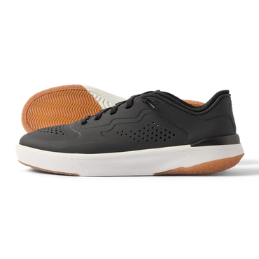 Side view of Shoreline Del Mar H2O black sneaker with breathable perforations and durable water-friendly materials.