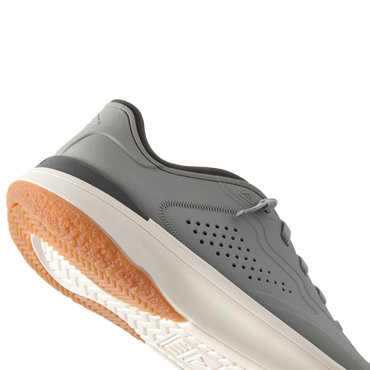 Grey Shoreline Del Mar H2O sneaker facing left, showcasing rubber outsole and perforated water-friendly upper with arch support.