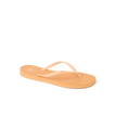 Seaside Square Toe women's flip flop facing left, showing top and side of orange chiffon sandal designed for beach comfort.