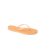 Seaside Square Toe women's flip flop facing left, showing top and side of orange chiffon sandal designed for beach comfort.