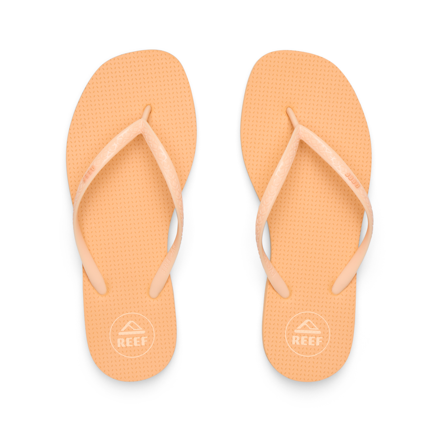Seaside Square Toe women's sandals in soft orange, top view showing toe straps, comfortable for beach and everyday wear.