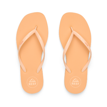 Seaside Square Toe women's sandals in soft orange, top view showing toe straps, comfortable for beach and everyday wear.