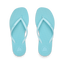 Top view of women's Seaside Square Toe aqua haze flip flops, featuring soft-rebound cushioning and anatomical arch support.
