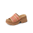 Vista Luxe Evie women's platform sandal facing right, close-up of multi-colored water-friendly upper and cushioned sole.