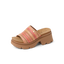 Vista Luxe Evie women's platform sandal facing right, close-up of multi-colored water-friendly upper and cushioned sole.